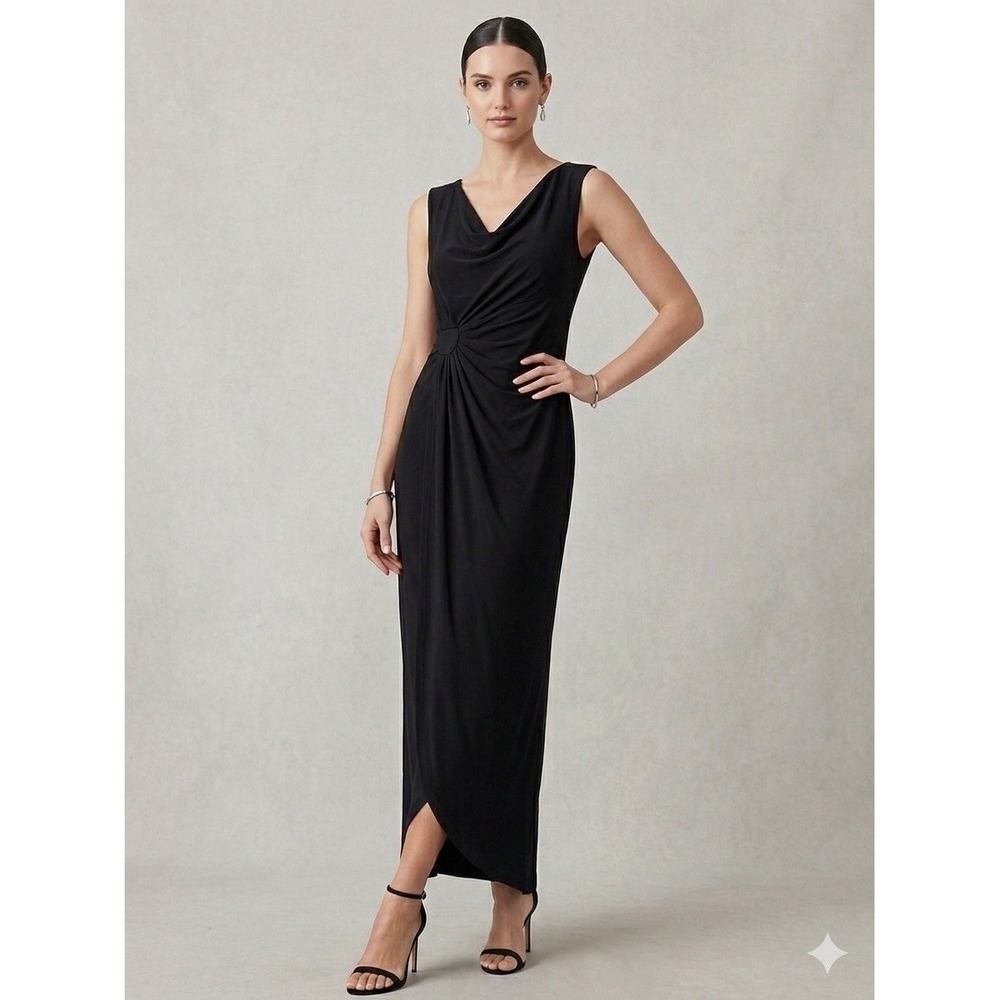 Timeless Elegance: The Classic Black Evening Column Workwear Dress 10